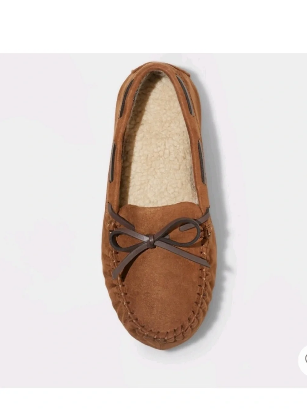 Cat & Jack Kids Tan Suede Moccasin Slippers with Bow toddler size 8